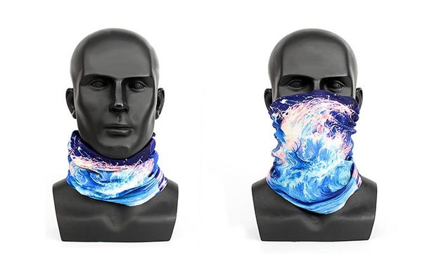 

scarves wave flower pattern scarf breathable sunscreen sports and changeable necklaces unisex, Blue;gray