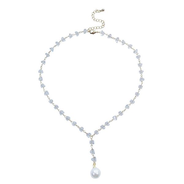 

fashion crysatl choker neckalce women korean personality charms white pearl beads necklaces pendants jewelry all match, Silver