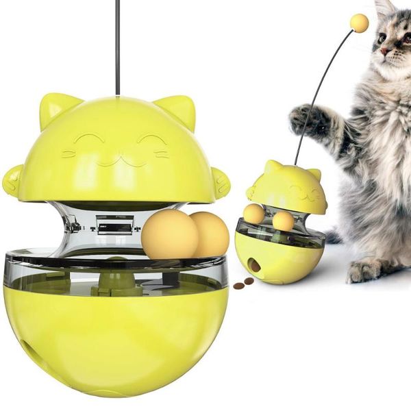 

cat toys portable funny toy pet training tool leaking food ball yellow