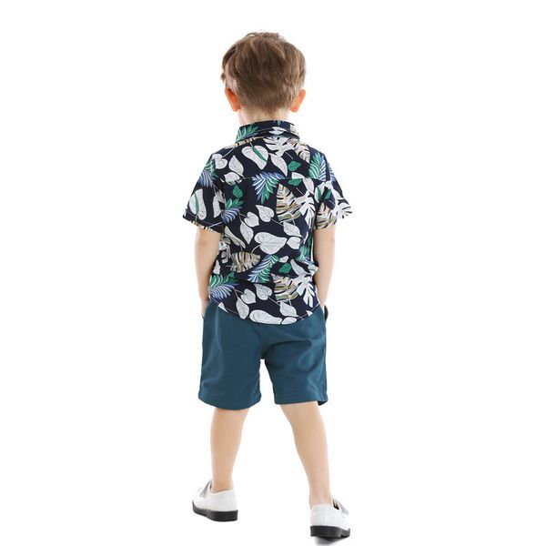 

summer batch boys' short sleeve printed shirt multicolor two piece set, Blue