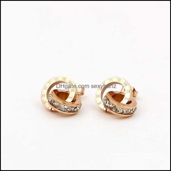 Jewelryselling 316L Edelstahl Litter Squair Kristall Ohrstecker Liebe Ohrringe für Frauen Roségold Edlen Schmuck Großhandelspreis Drop Lieferung