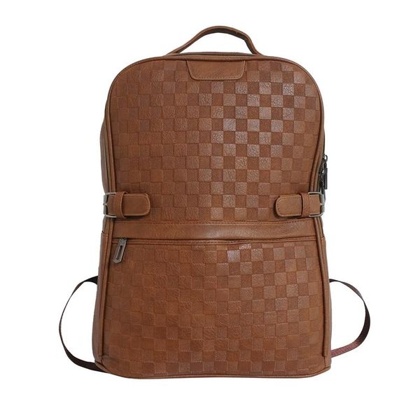 

backpack 2021 for man pu leather bagpack portfolio to school mochilas casual large schoolbag teenagers boy fashion plaid
