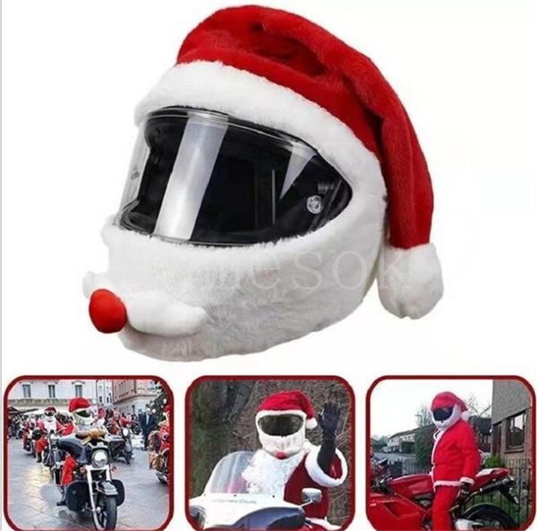Рождественские мотоциклы шлем крышка мода на открытом воздухе Смешно Санта-Клаус милый рождественский мотоцикл шлемы чехлы DD646