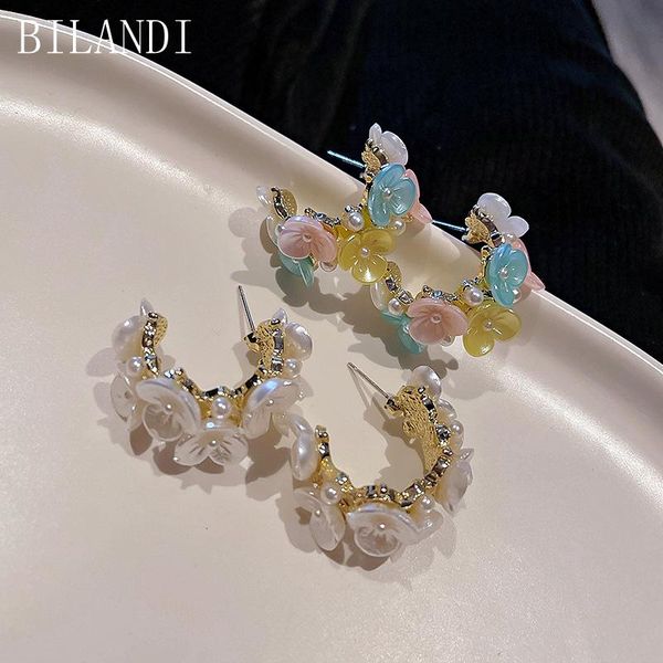 

dangle & chandelier bilandi s925 needle delicate flower earrings pretty design sweet temperament white colorful resin drop for women gifts, Silver