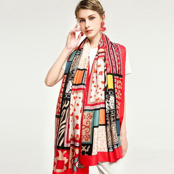 

hats, scarves & gloves sets 2021 printed twill satin scarf fashion all-match lady shawl, Blue;gray