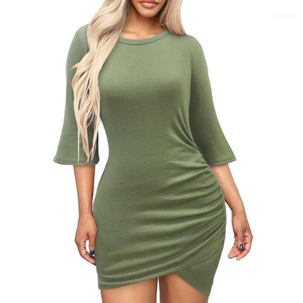 

casual dresses 2021 winter solid dress women night club bodycon o-neck warm color tight buttocks mini plus size e31, Black;gray