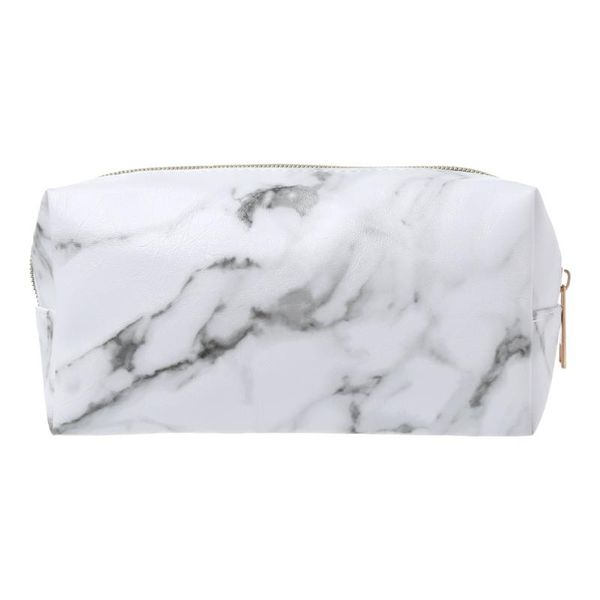 

large cute pencil case pen box zipper bags marble makeup storage supplies l29k
