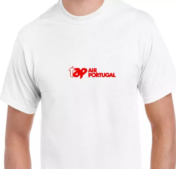 

tap air portugal green vintage logo portuguese airline white t-shirt, White;black