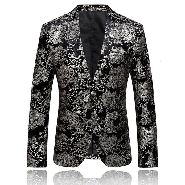 

men's suits & blazers feitong blazer suit dress floral suit notched lapel slim fit button stylish blazer coat jacket men masculino 1tjh, White;black