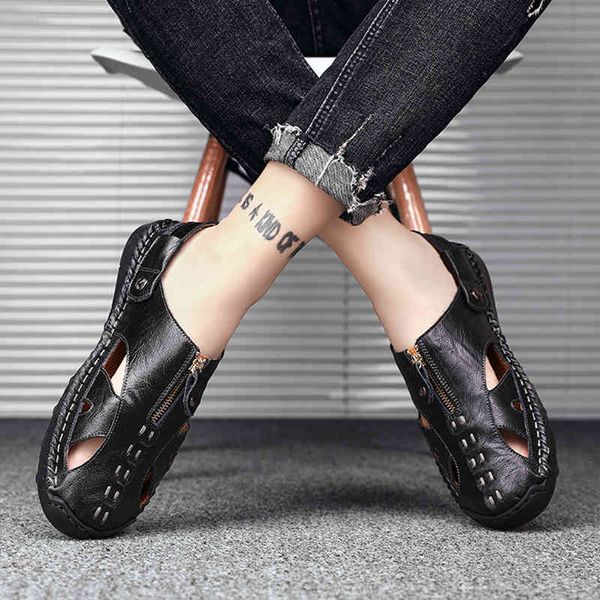 

slippers man fashion sandalet hombre transpirables roman erkek mens ete men sandel beach romanas uomo zandalias leather summer sport de 5ik7, Black