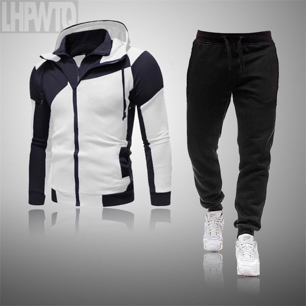 

autumn winter men's sets brand sportswear tracksuits clothes hoodies+pants male streetswear coat jackets 211106, Gray