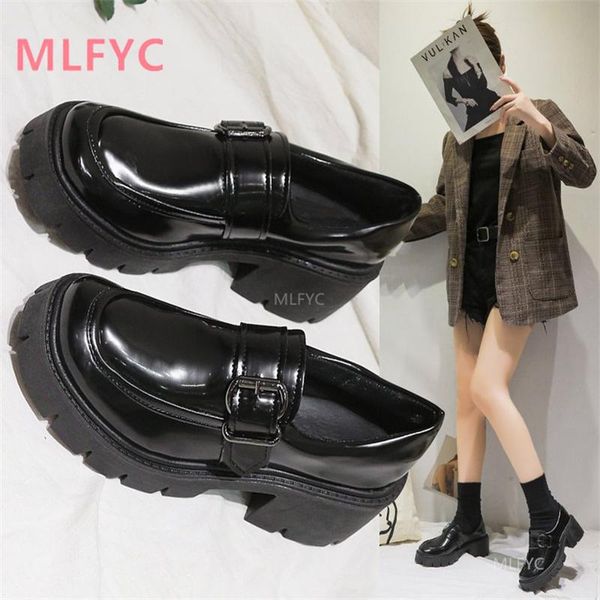 

dress shoes retro small leather women 2021 fashion british style platform single black mary jane