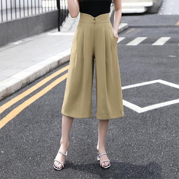 

women's pants & capris high waist calf-length casual wide leg women trousers, Black;white