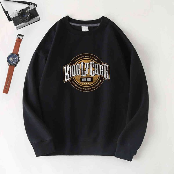

women's hoodies & sweatshirts autumn oversized vintage print women cotton all-match long sleeve o neck casual r4rl, Black