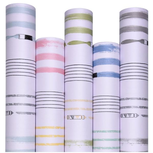 

wallpapers lovely pink blue stripe wallpaper boy girl kids room wall decor self-adhesive pvc paper diy children papel de parede ez258