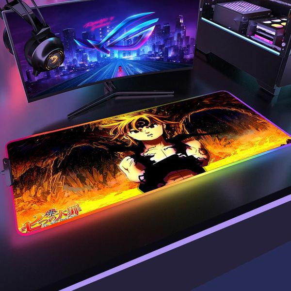 

mouse pads & wrist rests game mousepad rgb the seven deadly sins led accessories computer keyboard carpet pad pc notebook gamer backlight de
