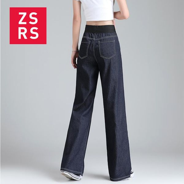 

women's jeans zsrs trendy loose wide leg blue big sizes 2021 pants retro high waist straight trousers