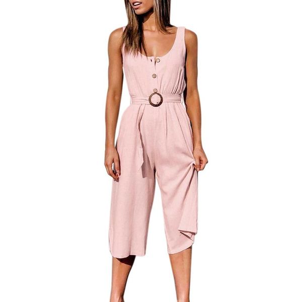

rompers womens jumpsuit summer jumpsuits u-neck single-breasted wild casual playsuit trousers pink s women's &, Black;white