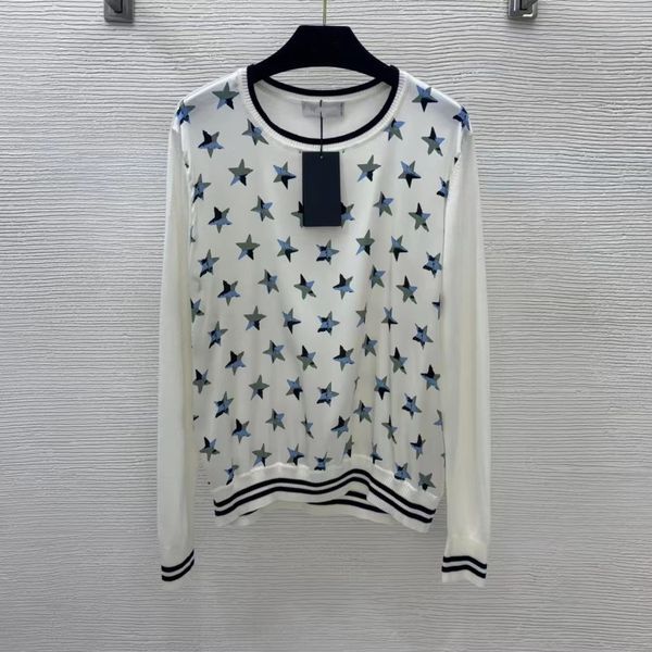 

2022 spring milan runway sweaters o neck long sleeve women's sweaters high end jacquard pullover designer sweater 1105-9, White;black