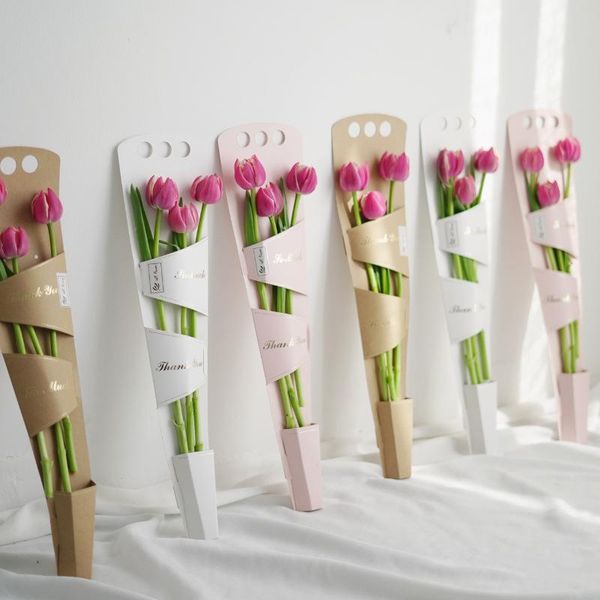 

gift wrap single rose cowhide carton 5pcs diy flower and arrangement box for mother's day valentine's