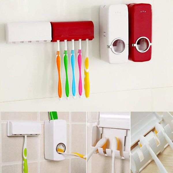 

automatic toothpaste squeezer holder toothbrush stand sucker suction wall mount rack tools bathroom accessories set bath accessory
