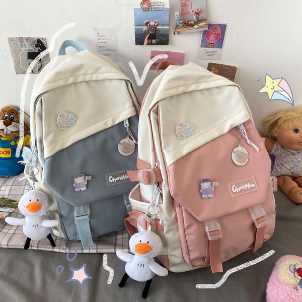 

lovely korean backpack women waterproof candy colors backpacks fancy high school bags for teenage girl cute travel rucksack