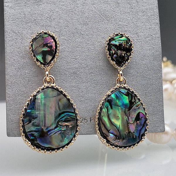 

dangle & chandelier trendy ocean abalone shell water drop earrings women jewelry gold color sea green blue piercing bohemian, Silver