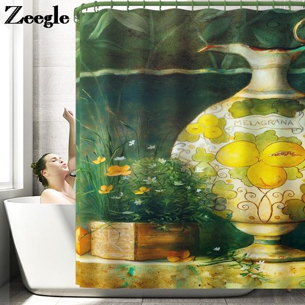 

vintage style bathroom carpet rug bath mat and polyester shower curtain set absorbent u-shaped toilet non-slip floor mats