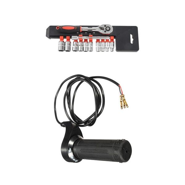 

professional hand tool sets 12pcs 1/4-inch drive ratchet wrench spanner & 1x 3 wire twist throttle grip 24v 36v 48v for electric scoote