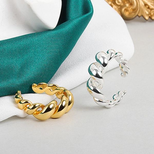 

gold silver color twisted croissants rings threads geometric rings for women minimalist brass chunky rings vintage jewelry