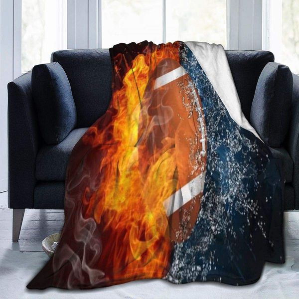 

american rugby football pattern water and fire super soft plush cozy warm flannel throw blanket all season for couch bed sofa