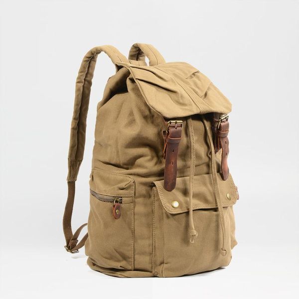 

backpack retro canvas drawstring for school teenager leisure outdoor trekking mens large capacity