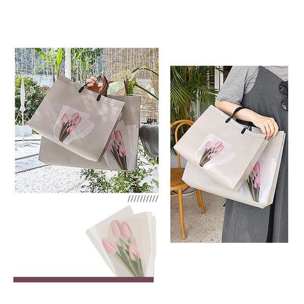 

gift wrap tulip non-woven advertising bag with handle high-end striped shopping large thicken packaging 10pcs/lot