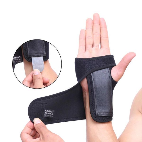 

wrist support adjustable hand brace sport wristband safe steel splint arthritis sprains strain bandage wraps, Black;red
