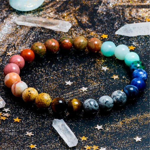 

beaded, strands universe solar reiki bracelet natural map stone beads lapis lazuli yoga chakra men women jewely dropship, Black