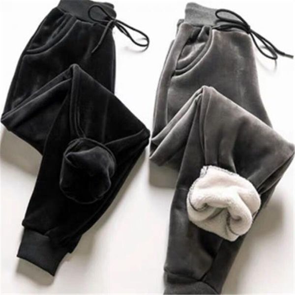

autumn women winter lamb cashmere pants slim pant sweatpants solid color casual trousers warm thick fleece 2021 women's & capris, Black;white