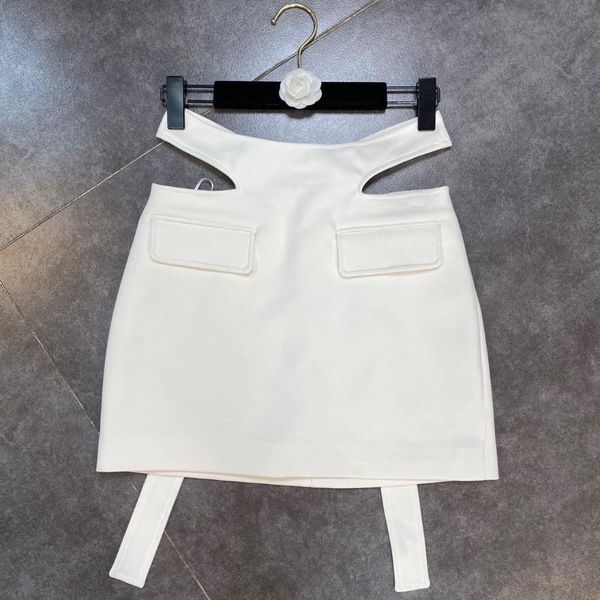 

skirts zcsmll waist straps cross-hollow niche designer skirt for women bag hip high white streetwear 2021 spring summer, Black