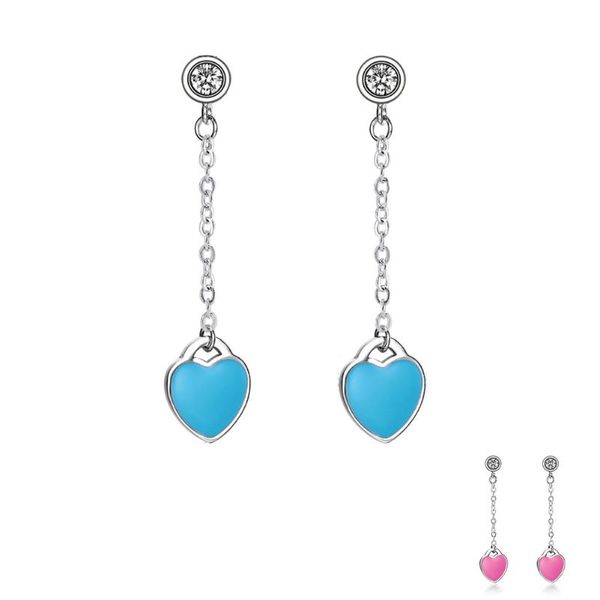 

dangle & chandelier zemior 925 sterling silver drop earrings for women trendy zircon heart earings pendientes fine jewelry gift arrival