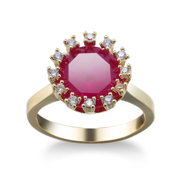 

selling korean red corundum simple women's zircon ring, Slivery;golden