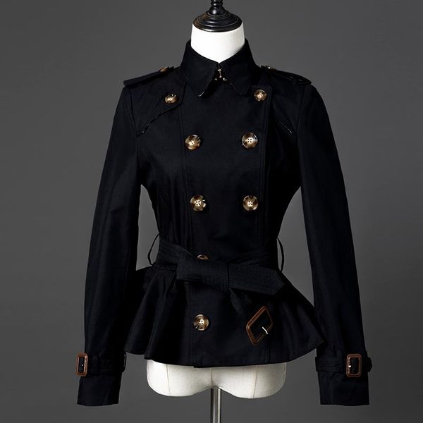 

women's trench coats autumn fashion coat skirt jacket, Tan;black