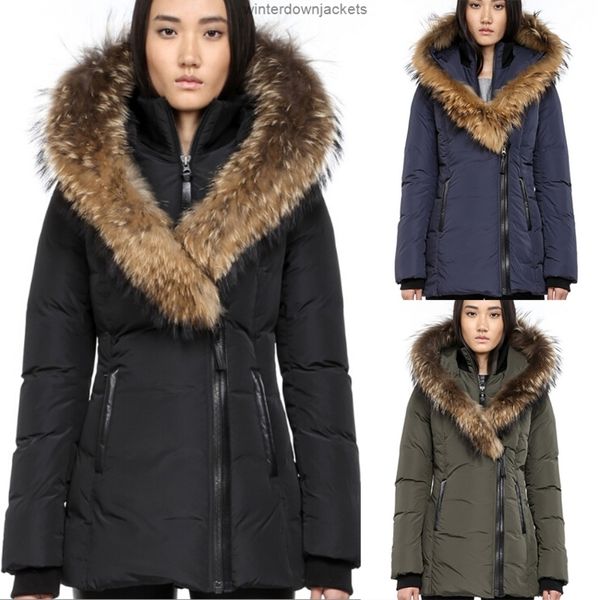 

dhl female models high-end down jacket adali-f4 fitted winter coat with fur hood windproof, Black