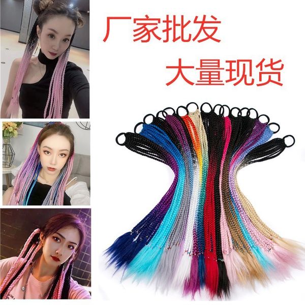 

circle pigtail accessories hair headdress children's wig braid ponytail, Black