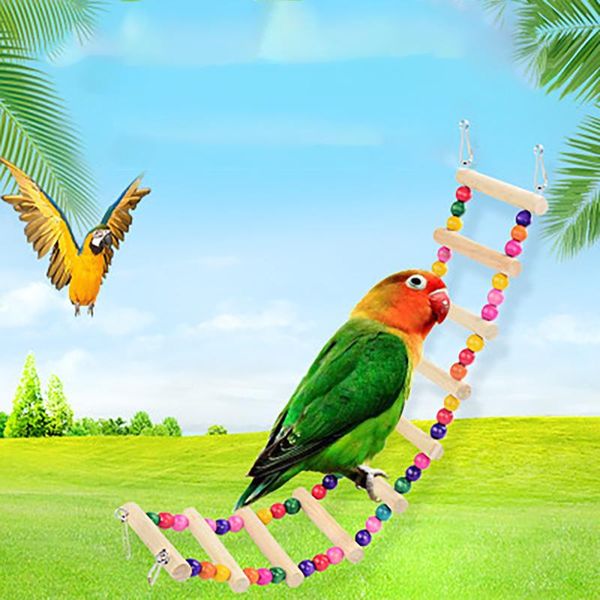 

other bird supplies birds pets parrots ladders climbing toy hanging colorful balls with natural wood parrot toys for conures parakeets cocka