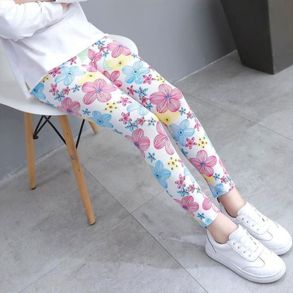 

baby girls leggings kids casual floral pencil pants skinny children trousers girl capris cute toddler legging 2 10 years, Blue