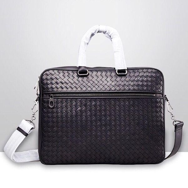 

briefcases 2021 luxury handmade cowhide woven handbag men's business briefcase commercial computer messenger bags