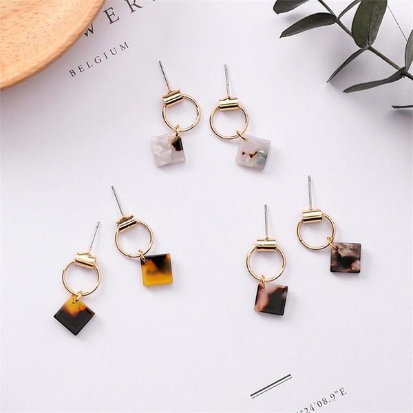 

dangle & chandelier 4* small acetic acid square geometric metal circle earrings korean temperament simple leopard acrylic ladies jewelry, Silver
