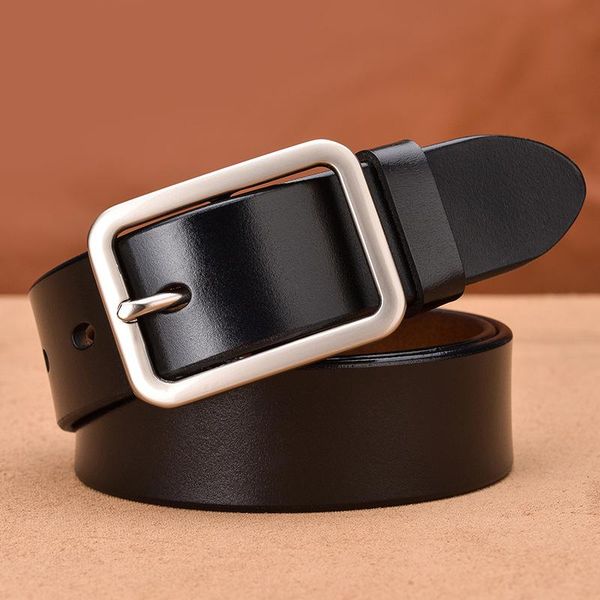 

belt leather female strap cinto vintage style pin buckle ceinture male business cummerbunds designer casual belts, Black;brown