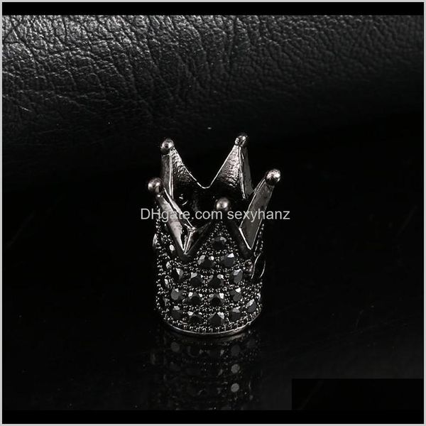 Drop entrega 2021 Findings de jóias Componentes Moda DIY de Alta Qualidade Micro Pave Rhinestone Ouro Sier Banhado Crown Crown Crown Charms Atacado L