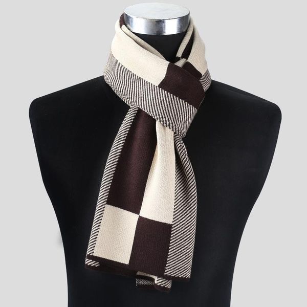 

hats, scarves & gloves sets 2021 autumn and winter scarf long fashion warm thick plaid men's knitted bib, Blue;gray