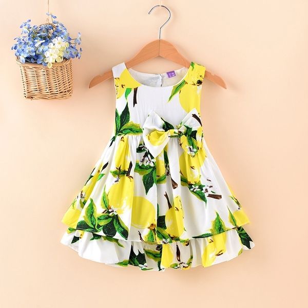 

summer children's sleeveless princess dress for girls, Red;yellow
